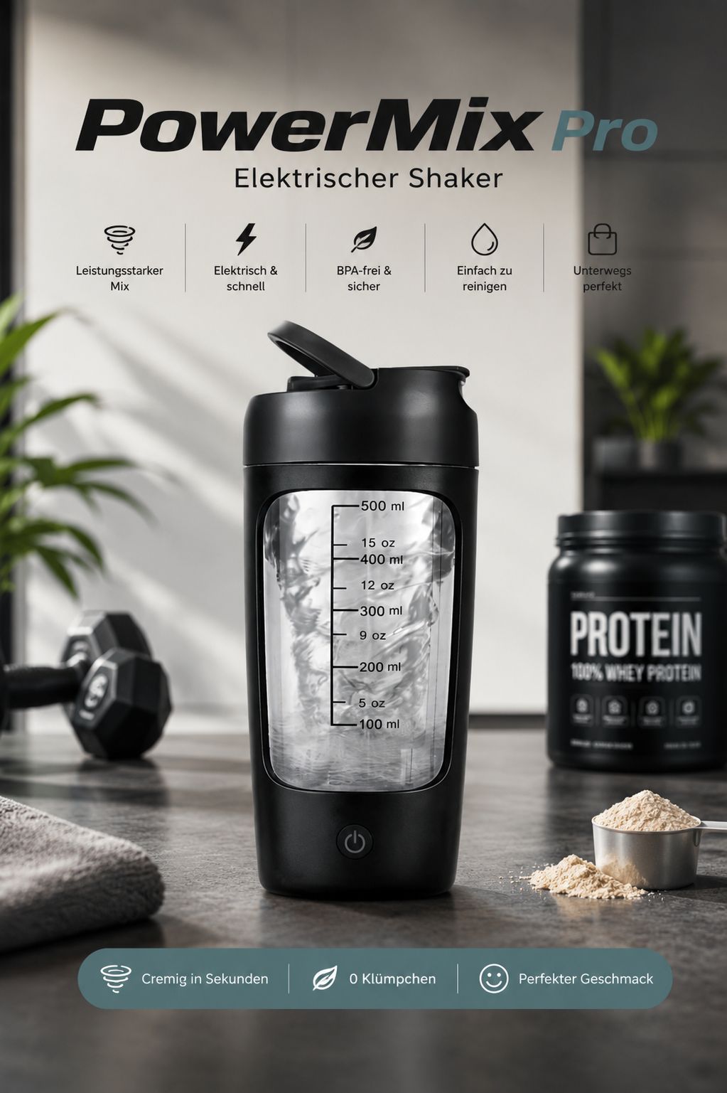 PowerMix™ Pro – Elektrischer Protein Shaker